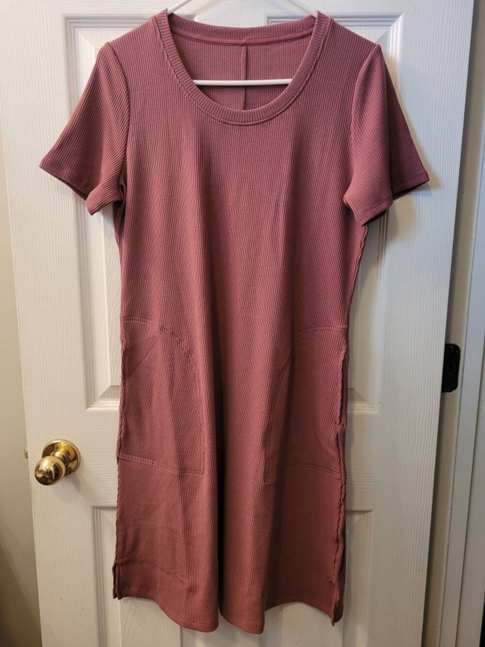 Medium Woolx Harlowe Ribbed Dress in Powdered Rose